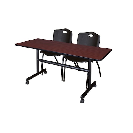 Kobe Rectangle FlipTop Table, 60" W, 29" H, Laminate Top, Mahogany MKFT6030MH47BK